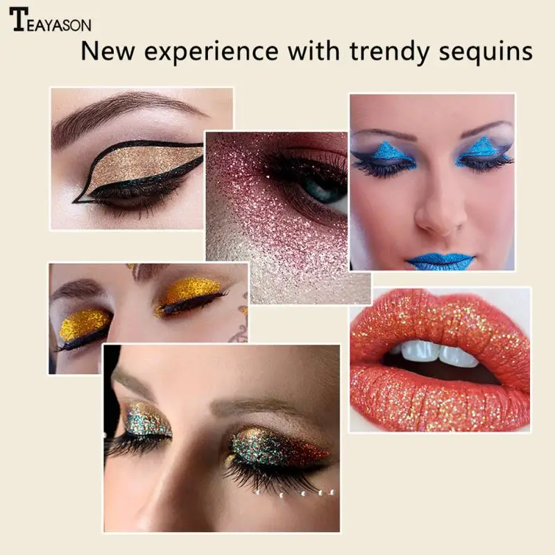 TEAYASON 15 Color Diamond Sequins Eyeshadow Tray Glitter Powder High-gloss Eye Shadow Stage Makeup Disk TSLM1 |