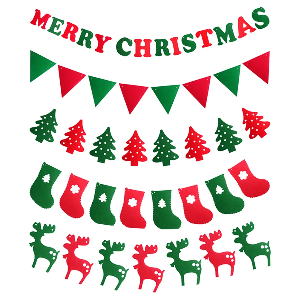 

Christmas Decorations Banner Xmas Non-woven Fabric Hanging Ornaments Festival Party Diy New Year Decor