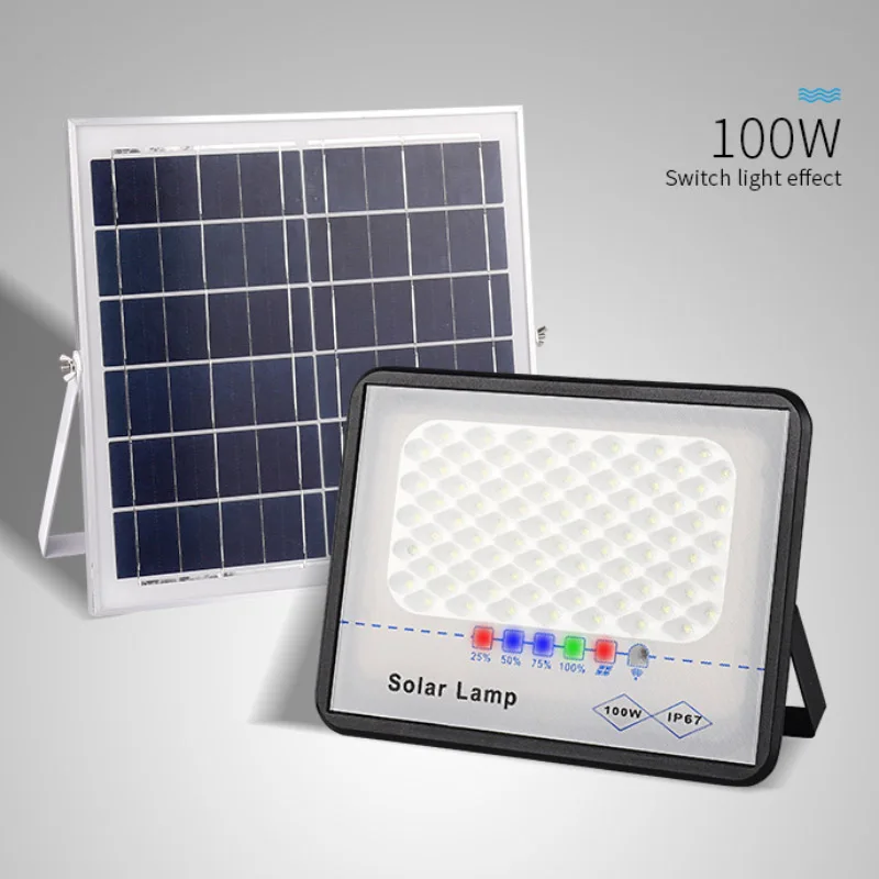 

Solar Flood Light Waterproof 100W Led Spotlight Remote Control Outdoor Garden Path Street Lamp Courtyard Wall Lamp for Night