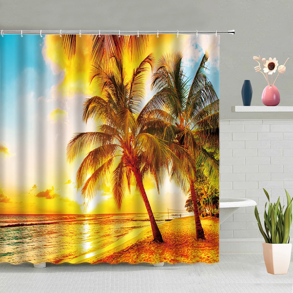 

Золотая пляжная Раковина Морская звезда декорация для ванной занавеска для душа водонепроницаемый и устойчивый к плесени полиэстер с крюч...