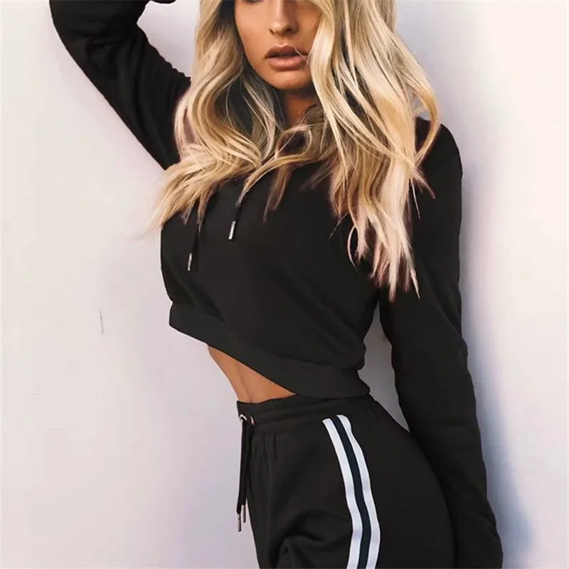 

2021 New Solid Leisure Sports and Leisure Suits 2 Piece Set Women Autumn and Spring Lounge Wear Tracksuit Pullover Sweatshirt