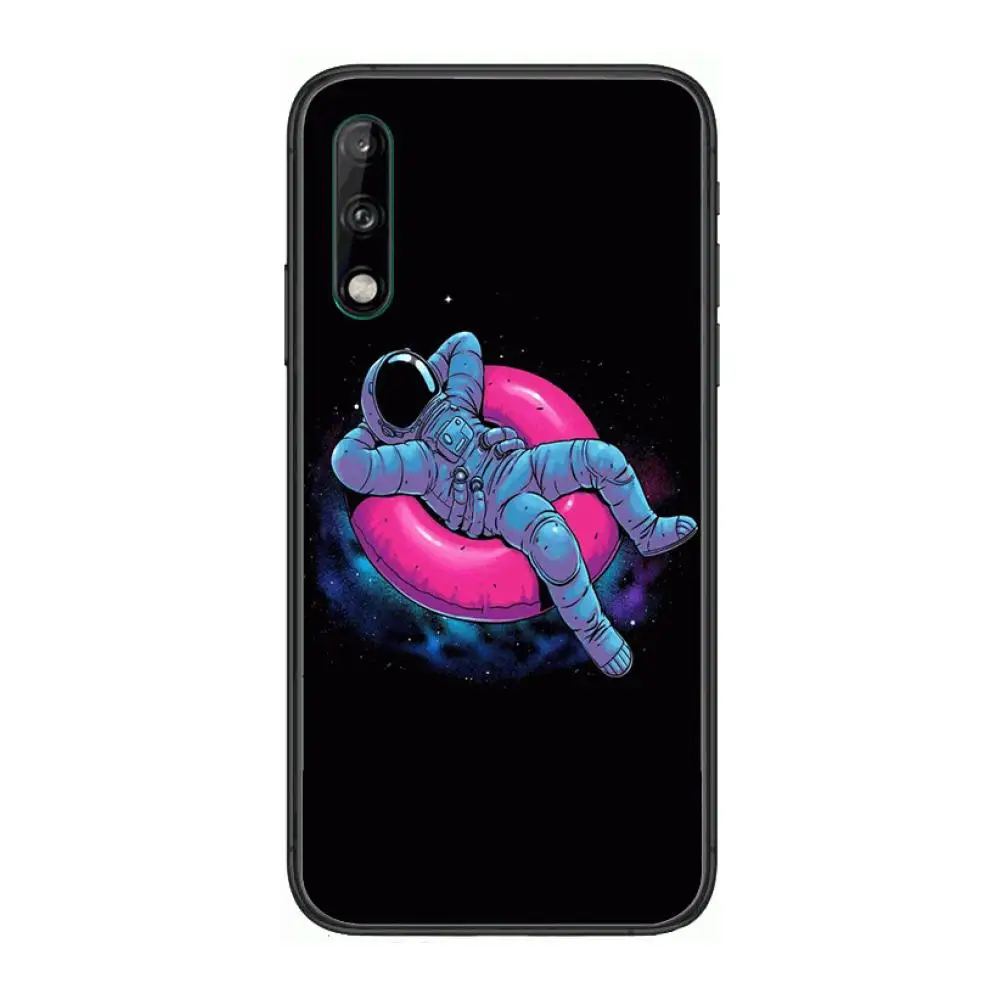 

Astronaut Exquisite Clear Phone Case For Huawei Y 5 6 7 8 9 A P S Pro 2020 2019 Black Etui Coque Hoesjes Comic Fashion