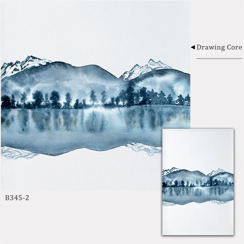 Акварельный Абстрактный пейзаж холст живопись плакаты и принты темно синяя