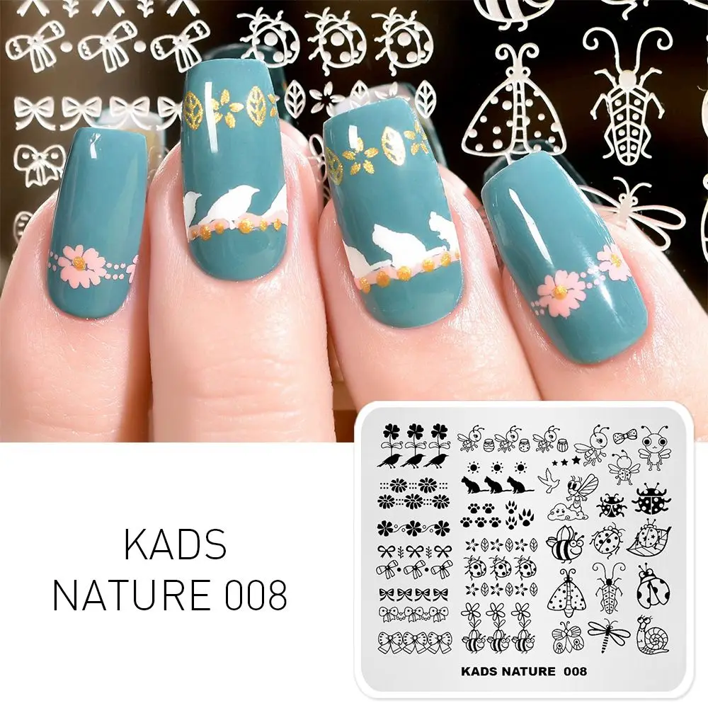 KADS шаблон для дизайна ногтей 35 дизайнов серия для дизайна ногтей штамп для штамповки изображения маникюрный шаблон для штамповки пластин трафарет Инструменты - Цвет: Nature 008