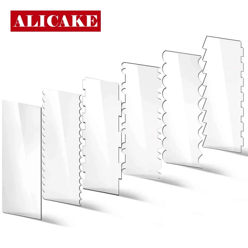 

Acrylic board 6PCS/set For Royal Icing Buttercream Jagged Smoother Spatulas Cake Scraper Decorating Tools Kitchen Baking Mould