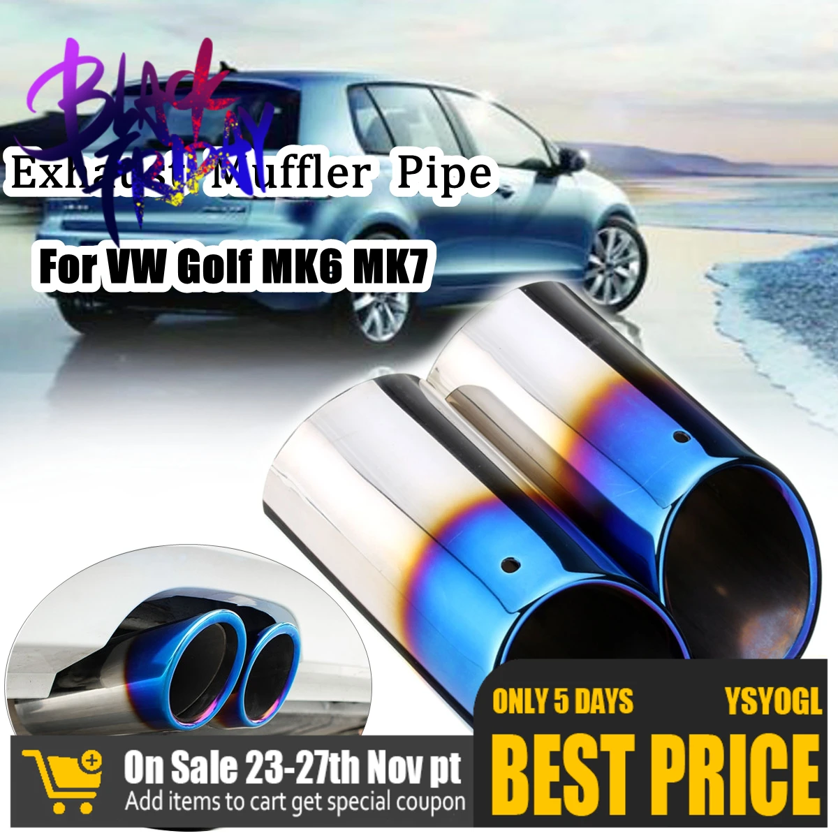 Выхлопной глушитель из нержавеющей стали для Volkswagen Golf 6 7 Mk Mk7 2013 /Scirocco 1 4 T TSI AUDI SKODA 2