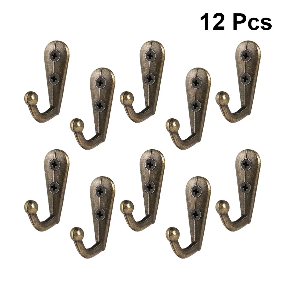 

12PCS Retro European Style Coat Hooks Zinc Alloy Heavy Duty Closet Hooks Wall Mounted Hangers for Towel Clothes