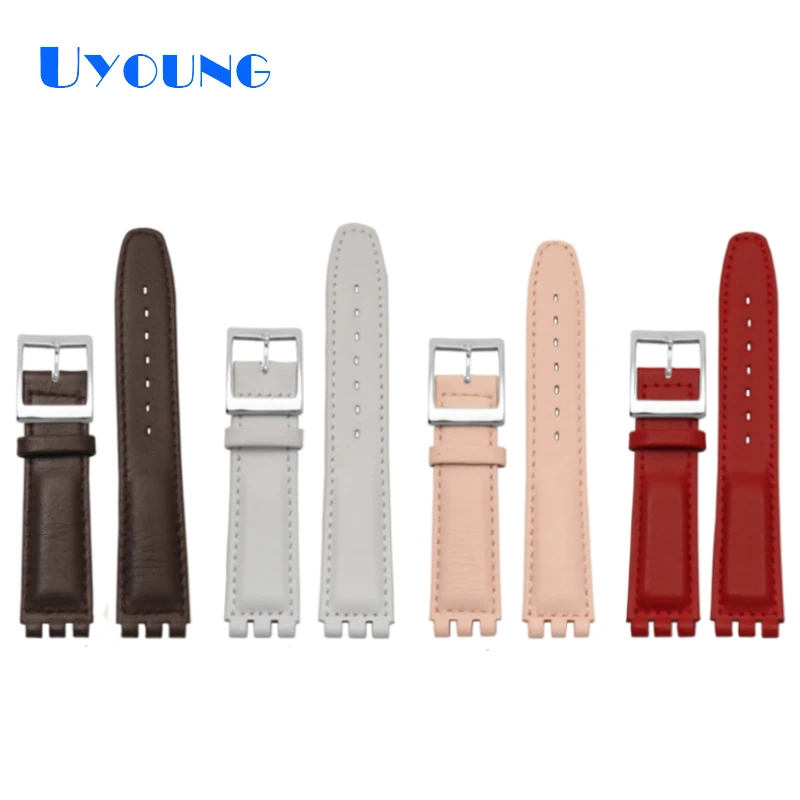 Ремешок кожаный водонепроницаемый для Swatch YIS415/414 17 мм 19 сменный выпуклый браслет