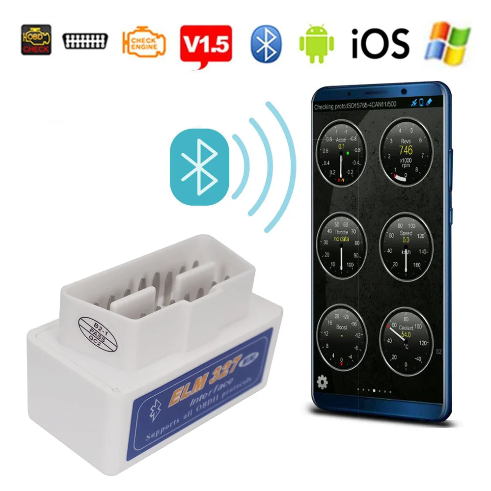 Автомобильный диагностический сканер Elm327 V1.5 Bluetooth OBD2 II Android IOS для JEEP Citroen Lexus CT IS ES