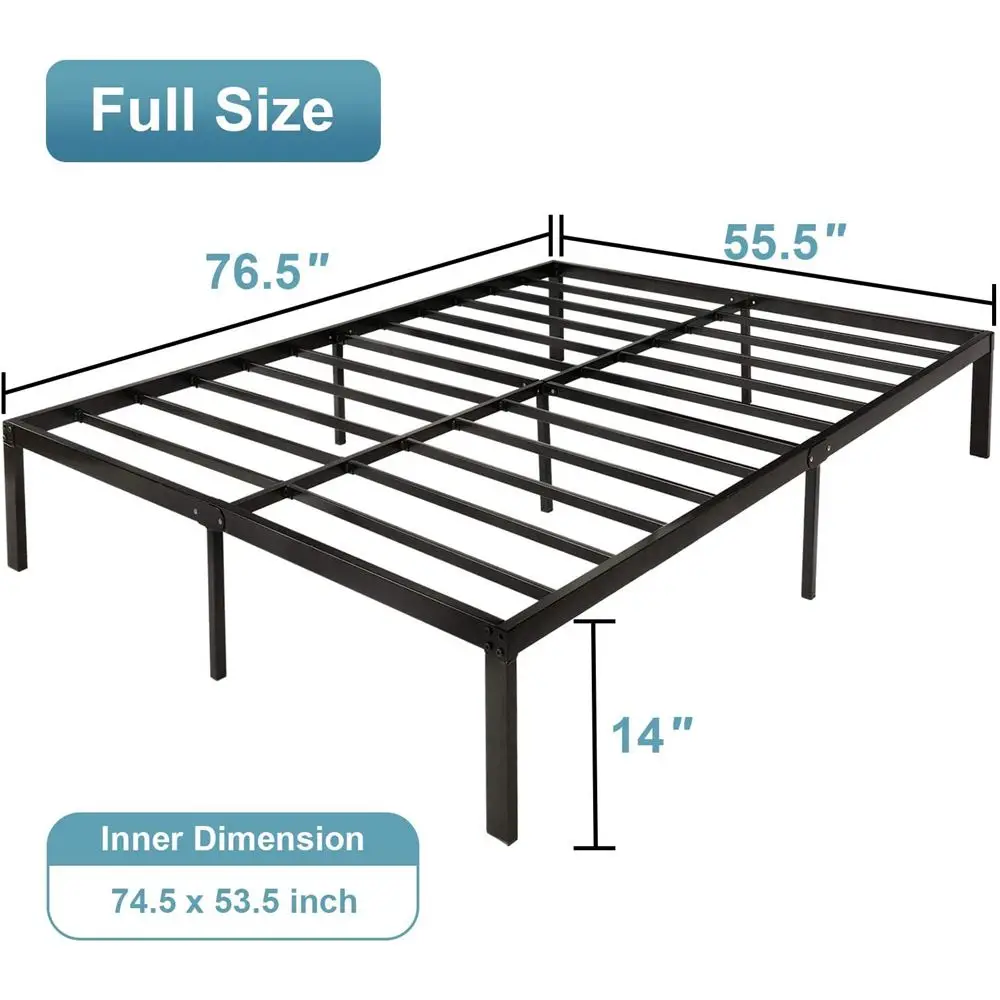 

Double Metal Bed Frame Household Bedstead 3000lbs Strong Queen Size Metal Construction Modern Style Black Easy to Assemble US