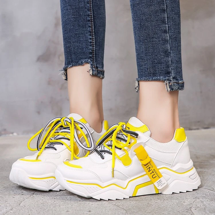 Women Chunky Sneakers Fashion Platform Shoes Ladies Lace Up Casual Dad 2019 Autumn Female Breathable Comfortable | Обувь