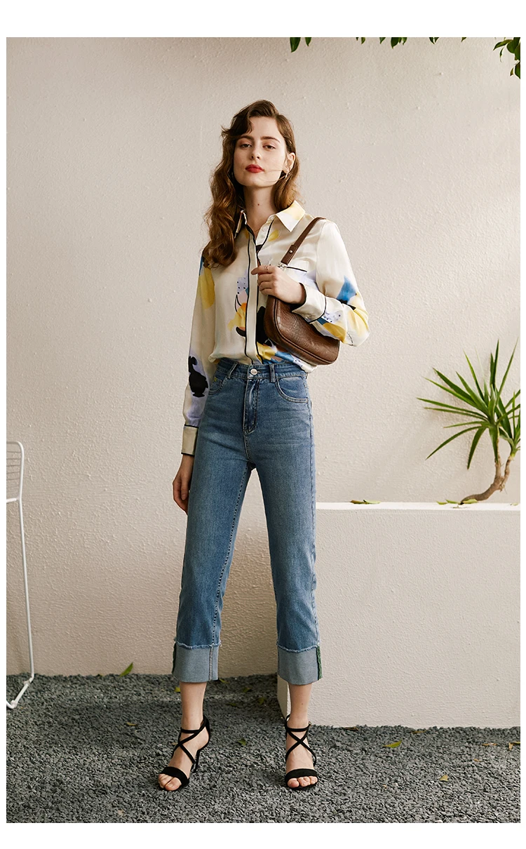 Женская блузка на пуговицах Tingfly Vogue Повседневная Блузка с отложным воротником и