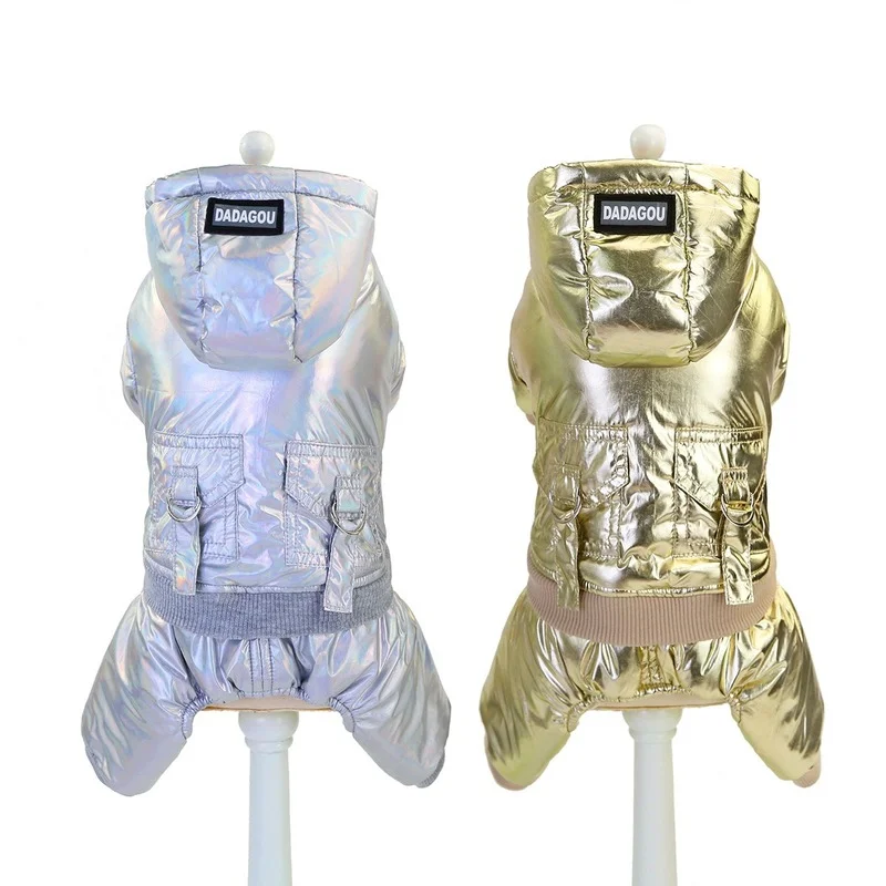 

Winter Pet Dog Waterproof Plus Fleece Clothes, Warm Coat Jumpsuit Hoodie Thickened Pet Clothes Teddy Dog Clothes Cat Clothes