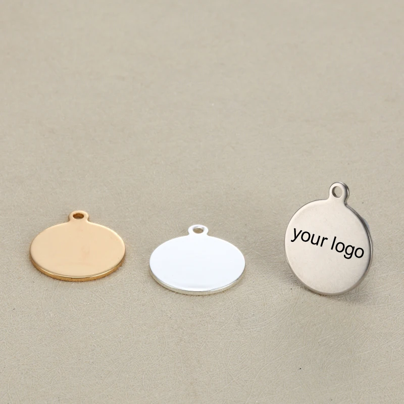 

Blank 10mm Round Custom Tag Stainless Steel Charms Engrave your own logo