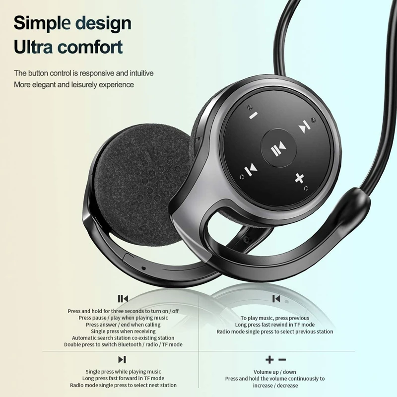 Sports Wireless Headphones Rear-Mounted Stereo Bluetooth Neckband 5.0 | Электроника