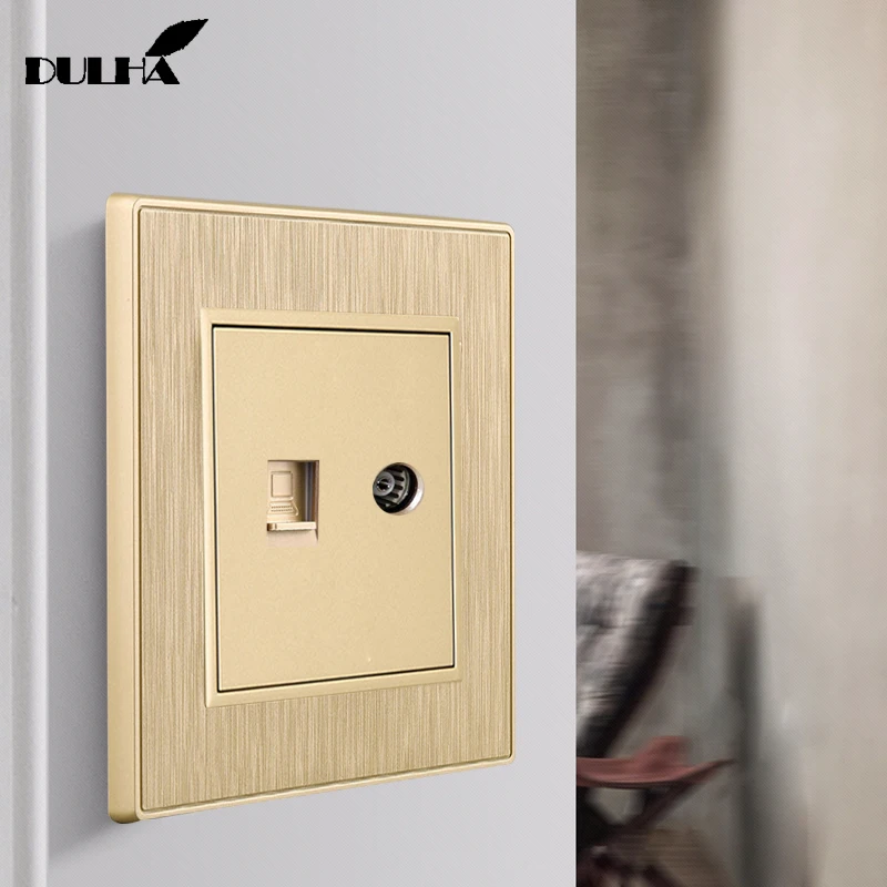 

Computer And Television Wall Socket Electric RJ45 Data Internet Network Jack + TV Aerial Socket Wall Mount Coaxial Outlet Plug