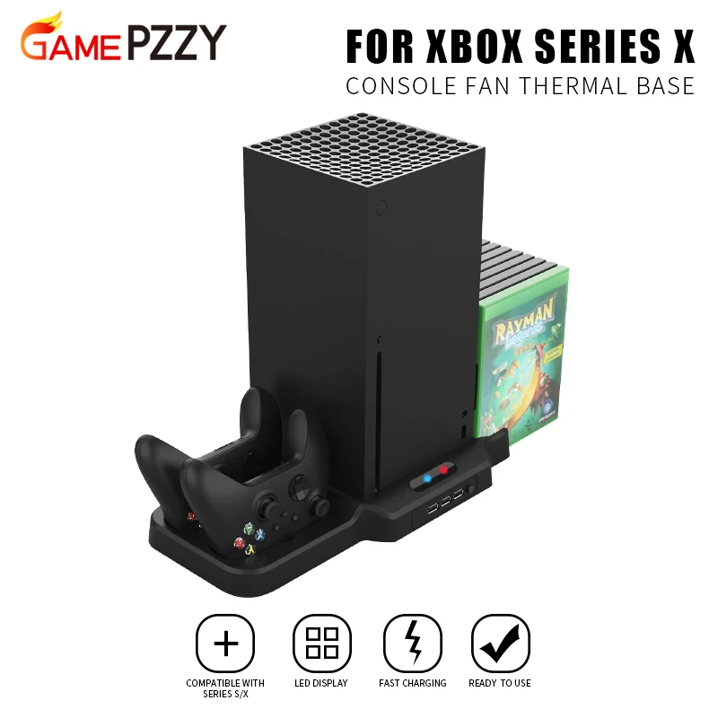 

For Xbox Series X console cooling base + handle charging station charger + game disc storage rack