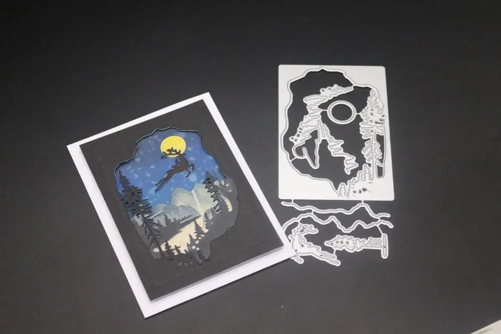 Резные штампы олень серебряный дом углеродная сталь Скрапбукинг для бумага