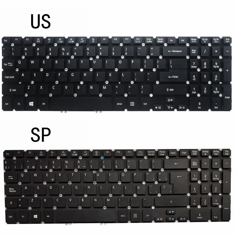 Teclado para Computador Portátil Novo Modelo us sp para Acer Aspire Drive Drive 581t 581g 531g 551 551g 571p 571p Teclado de substituição