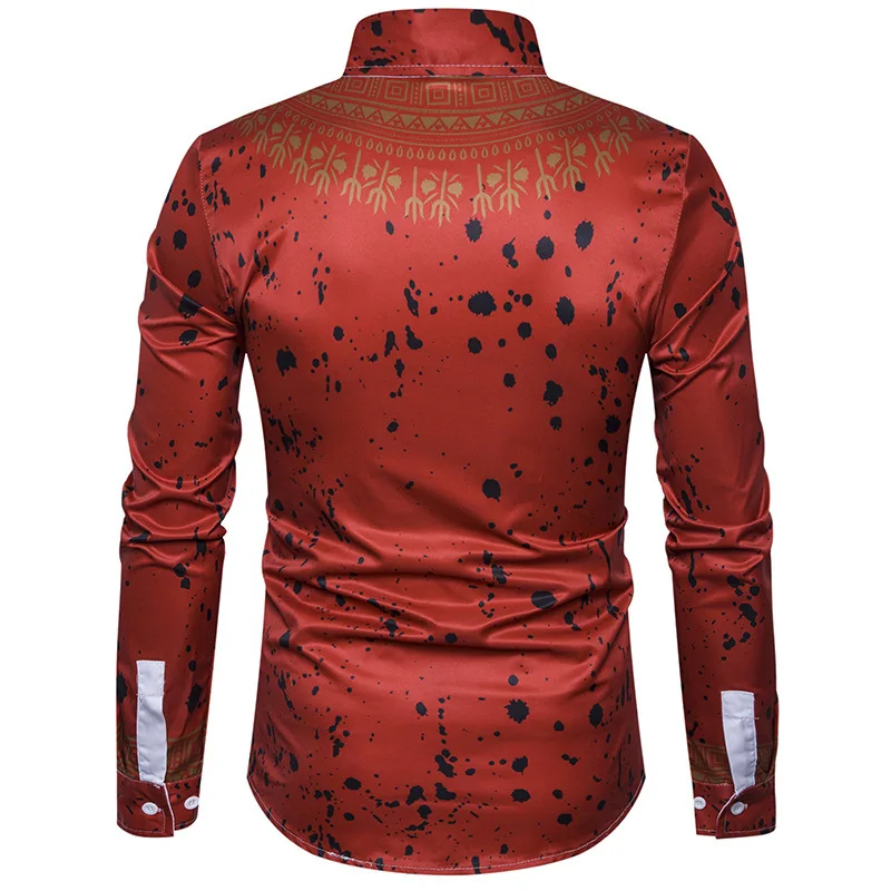 

Autumn and winter new shirt, fashionable and famous Style Floral printed shirt, men's versatile long sleeve shirt European size