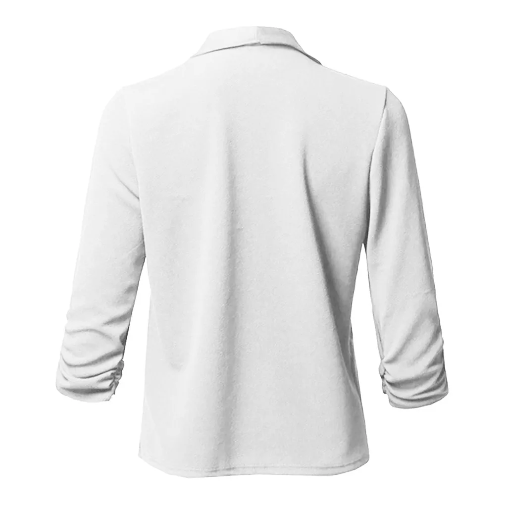 Autumn winter women's Casual long sleeve top Solid color Open Front Fold asymmetry Cardigan Jacket Coat L0808