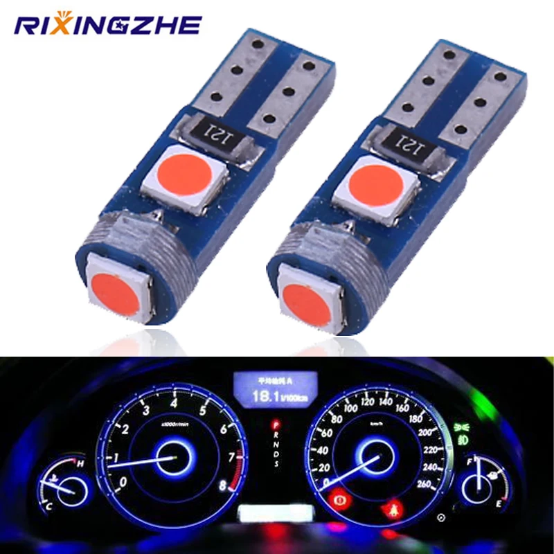 

RXZ 10PCS T5 W1.2W 58 74 286 3SMD T5 LED super bright 3030LED Car dashboard LED Car Interior Light Auto Side Wedge Light 7color
