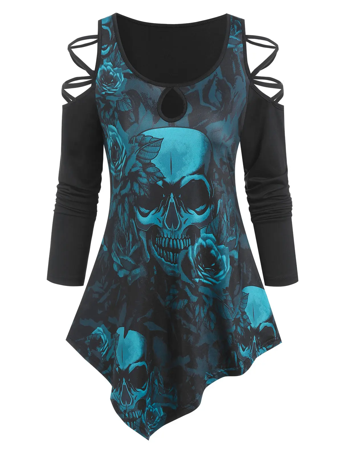 

Women's Gothic Style Long Sleeve Print Flare Tunice Tops Tee Thick Tailcoat Lapel Lace Slim Party Female Outwear