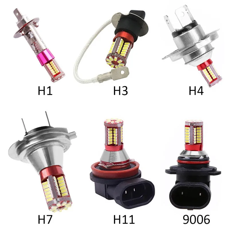 1 шт. Автомобильные светодиодные лампы H1 H3 H4 H7 H11 9006 4014 57 SMD 6000K | Автомобили и