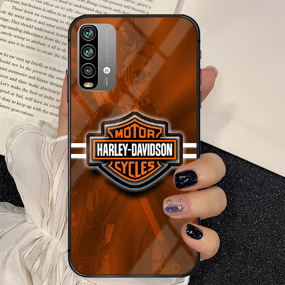 

Harley Motorcycle Davidson Phone Tempered Glass Case Cover For Xiaomi Redmi note k 7 8 9 10 30 40 A C T S Pro Shell Silicone