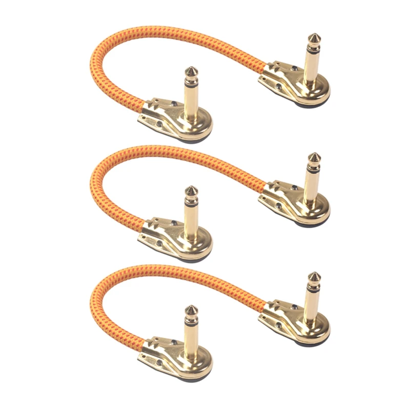 

3PCS 20cm Guitar Effect Pedal Instrument Patch Cable 1/4inch Right-Angle Plug