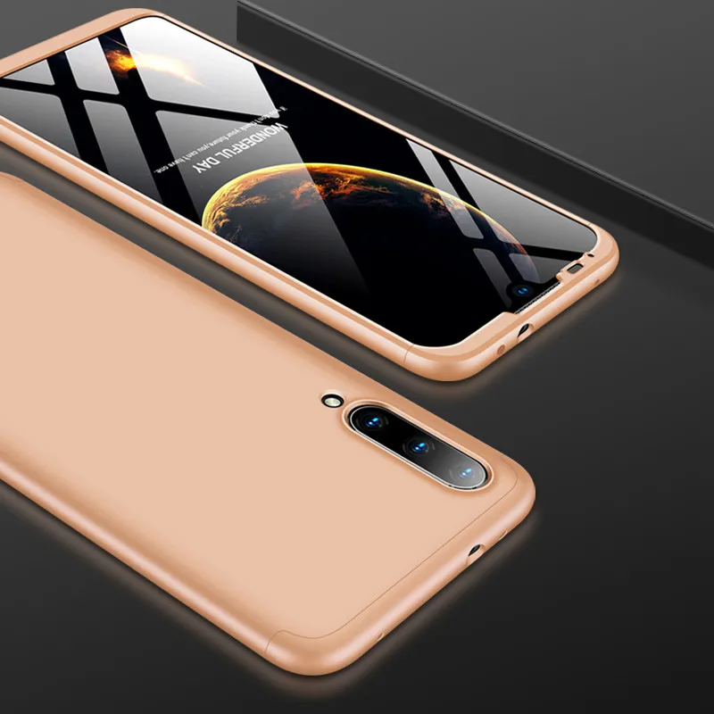 Gold Xiaomi mi A3 CC9 CC9E чехол с защитой на 360 градусов чехол для телефона для mi 9 Lite mi A3 чехол+ стеклянная пленка для mi A3 mi CC9 - Цвет: Gold