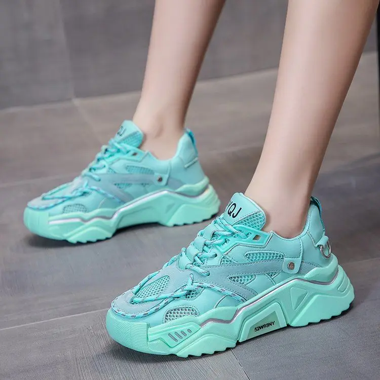 Женская Повседневная обувь из сетчатого материала на толстой подошве Лидер продаж Обувь плоской ярких