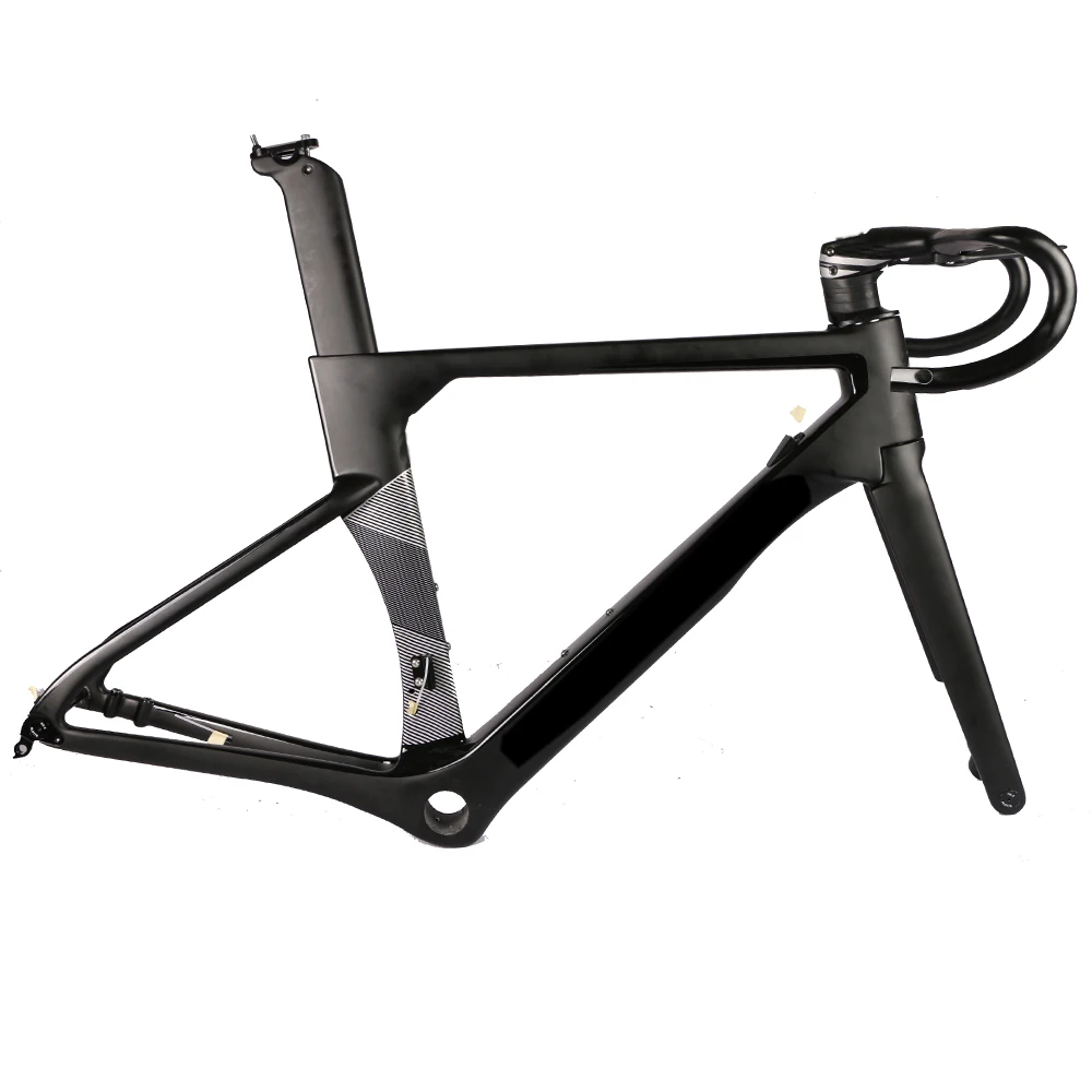 gray frame bar Модель AEROSIX карбоновая рама для дорожного диска, дисковый тормоз, велосипедная рама, вилка, подседельный штырь с 5D Карбоновым рулем - Цвет: gray frame bar