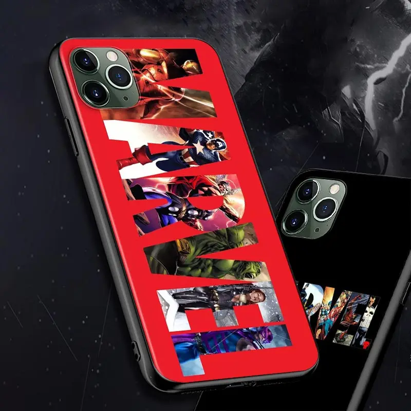 Marvel Avengers For Apple iPhone 12 11 Pro Max mini XS Max XR X 8 7 6 6S Plus 5S SE 2020 Black Soft Phone Case