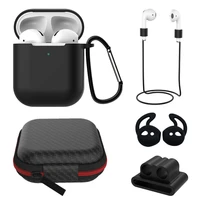 6 in 1 protective case for airpods 1 2 headphone storage box lanyard carabiner silicone cover for air pods 2 case ear cap