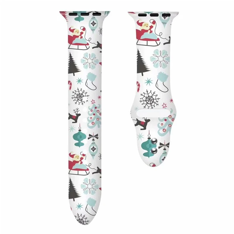 Мягкий силиконовый ремешок для Apple watch band 5 4 44 мм 40 мм Рождественский подарок с цветочным принтом наручный ремень iWatch 5 4 3 38 мм 42 мм ремешок для часов