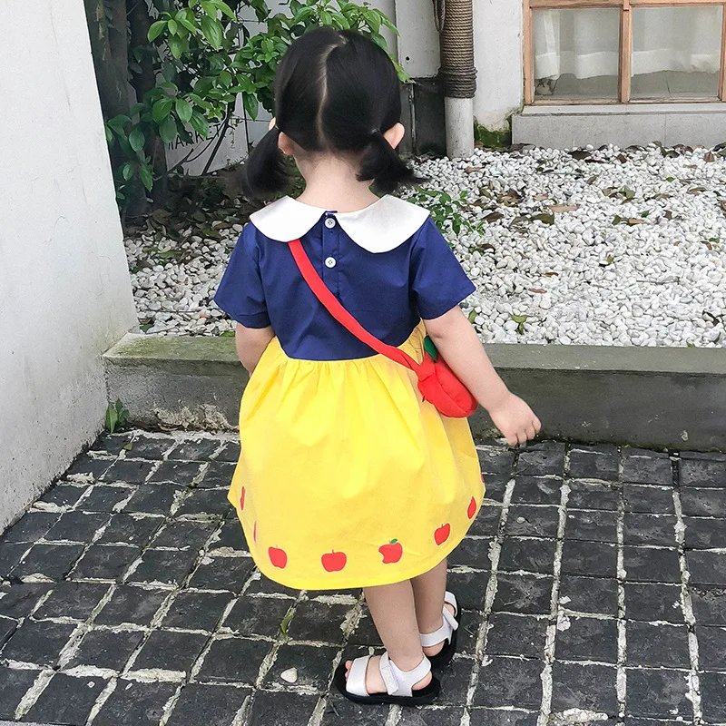 Girls Princess Dress with Apple Bag Summer Sweet Kids Dresses for Girl 2 3 4 5 6 Year Children Clothing Baby Toddler Costume | Детская