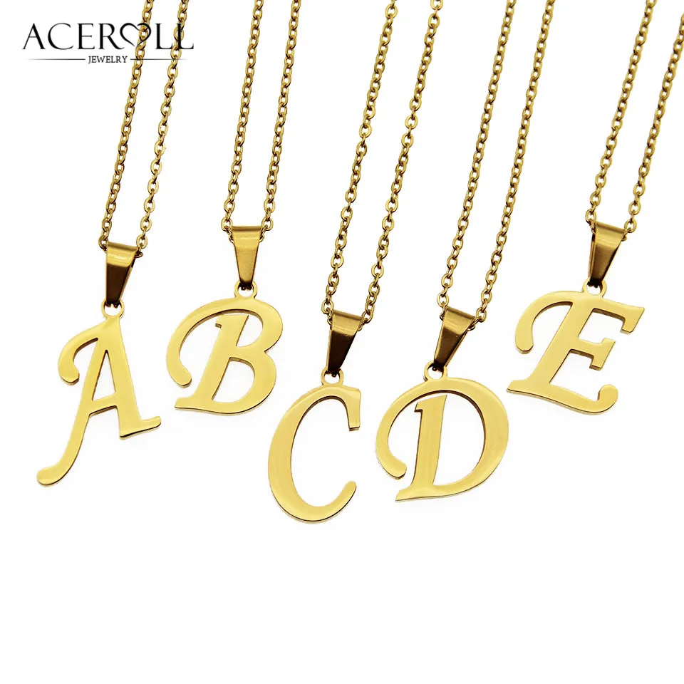 ACEROLL модное ожерелье из нержавеющей стали с буквенным принтом алфавита именной