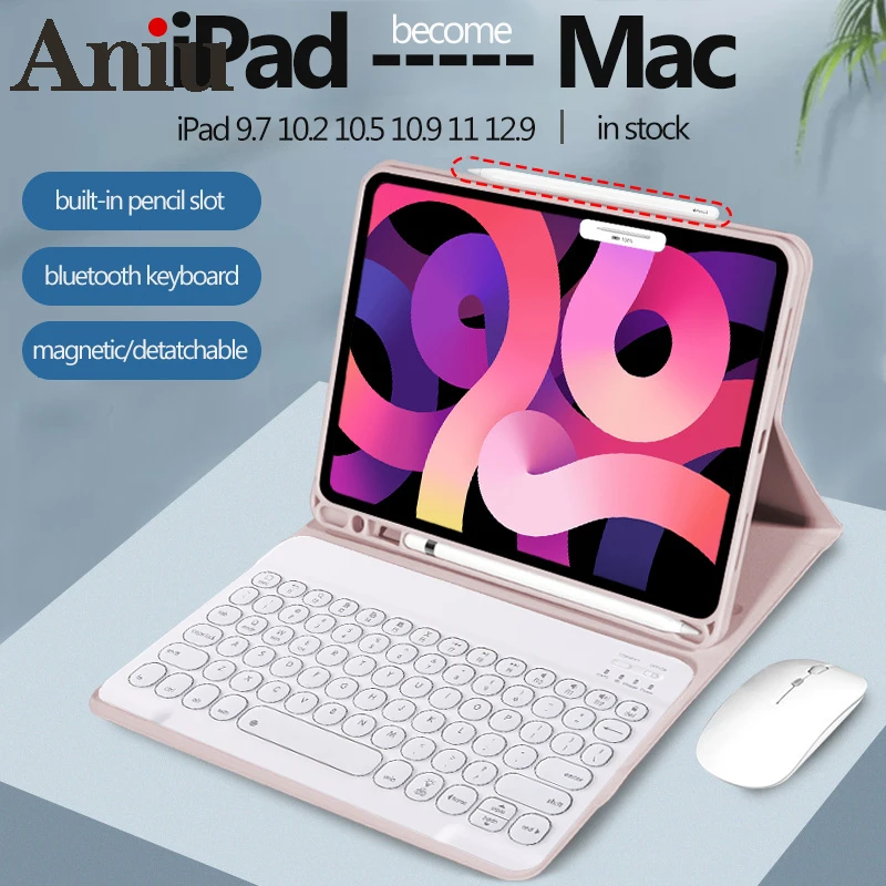 

Чехол с клавиатурой и мышью для Ipad 2021 Pro 11 12,9 2018 чехол с слотом для стилуса для Ipad Air 4 10,9 Air 3 10,5 Air 1 2 9,7 10,2 8th