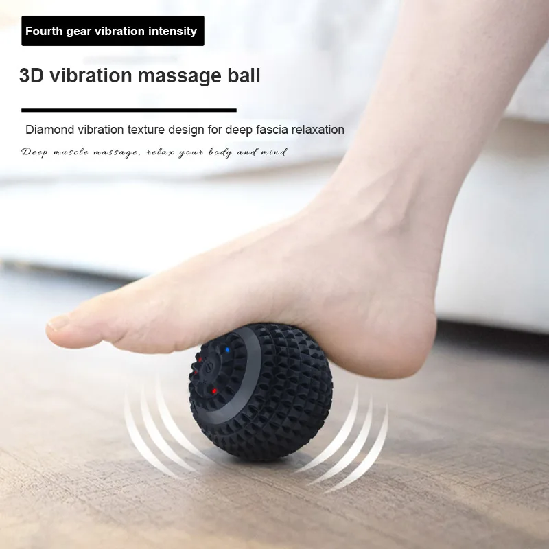 

Silicone Electric Yoga Massage Ball 3D 4-Speed Deep Muscle Vibration Massager Fat Burner Machine Relieve Muscle Pain Dropship