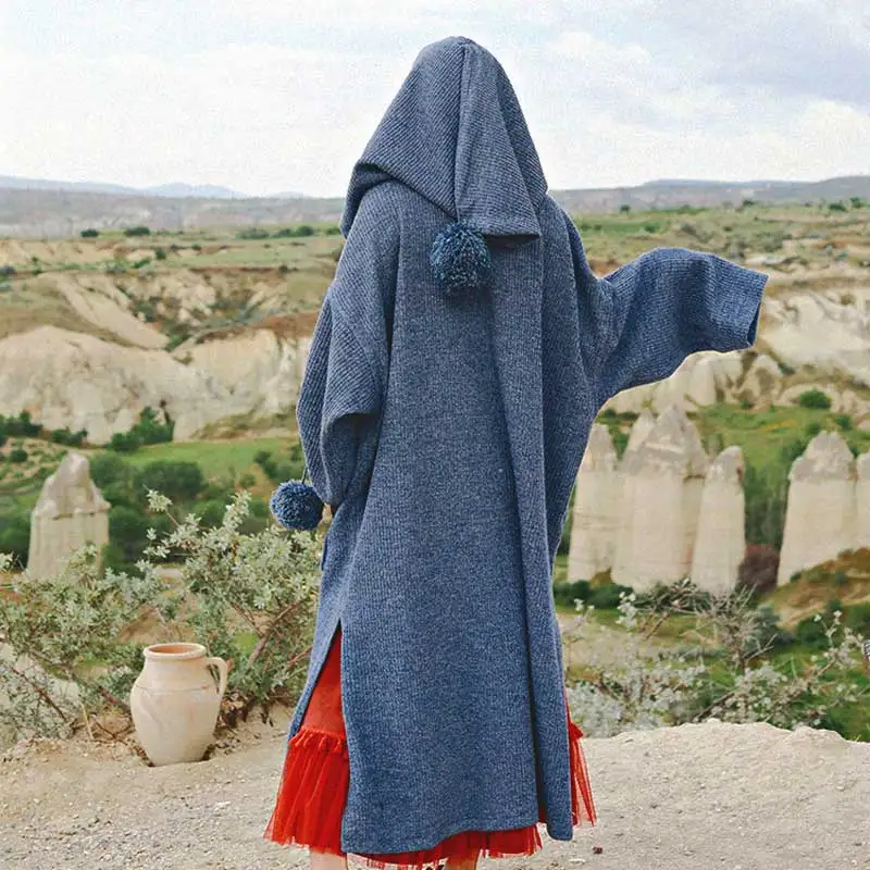 TEELYNN hooded jacket for women Pockets Floral Embroidery long sleeve Open Stitch Hooded Coat sexy Side slit loose Female | Женская