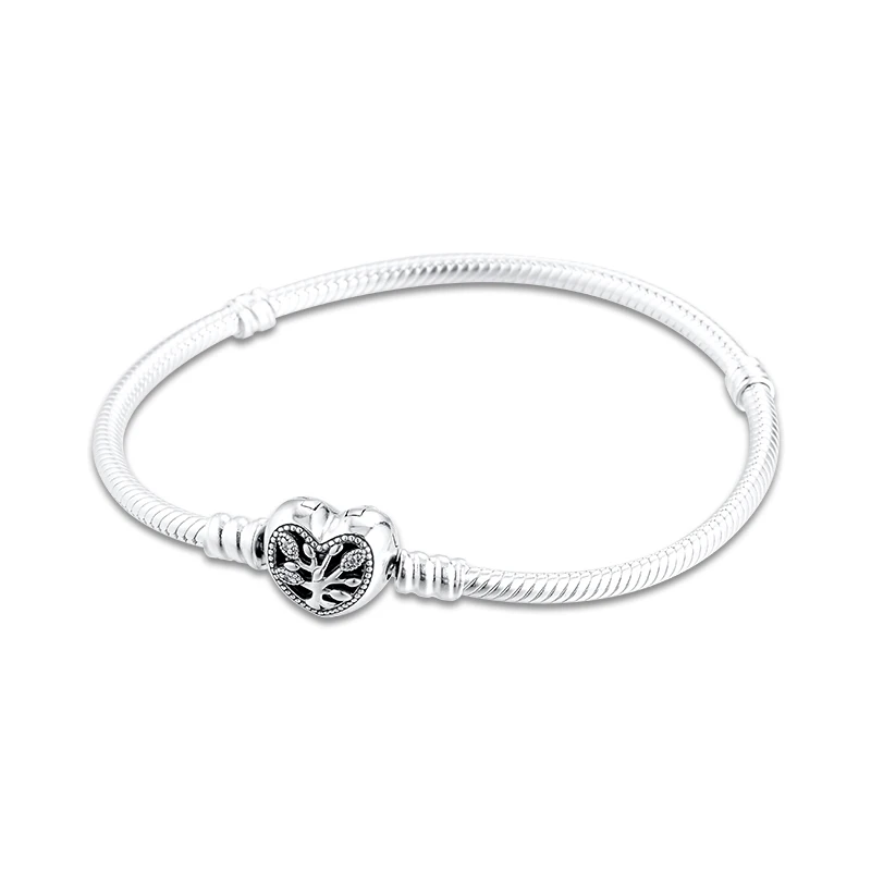 

Bracelet For Women Family Heart Snake Chain Bracelets 925 Sterling Silver Jewelry Femme Pulseira Plata de ley Armband