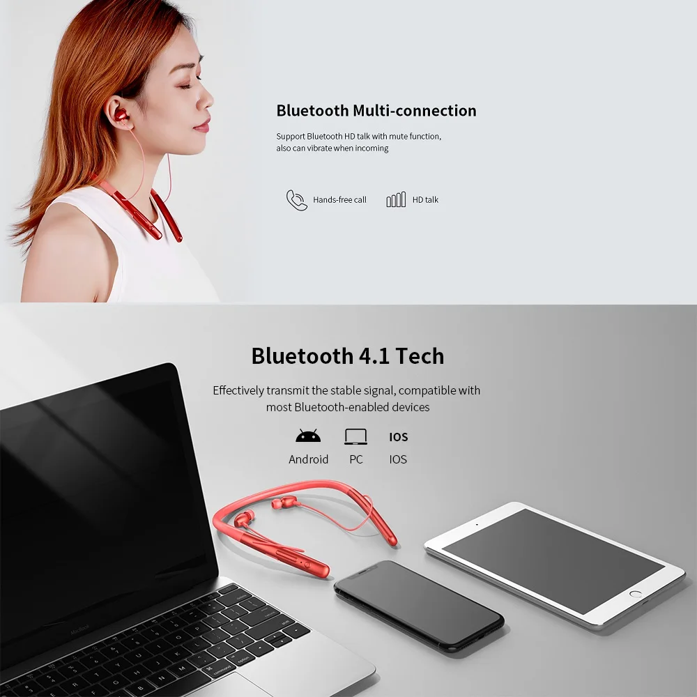 Спортивные Bluetooth наушники REMAX RB S16 с шейным ободом шумоподавляющие легкий дизайн HD