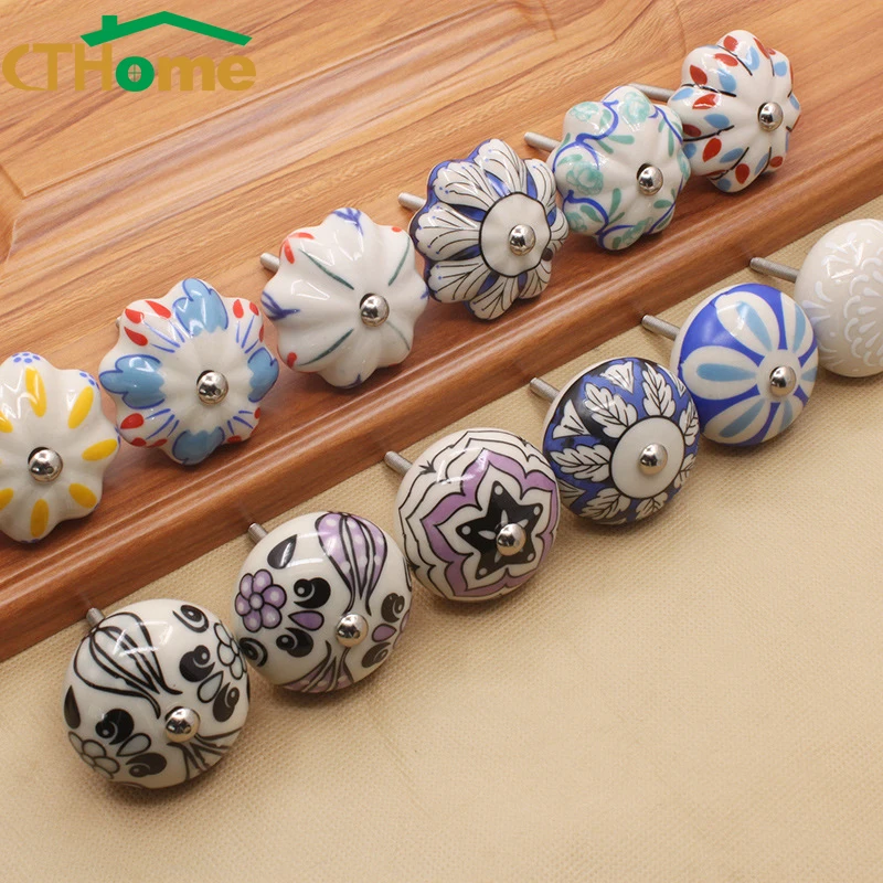 

Wardrobe Chinese Pumpkin Ceramic Art Equipment Cabinet Knobs and Handles for Furniture Kitchen Dresser Drawer Knobs Door Pulls