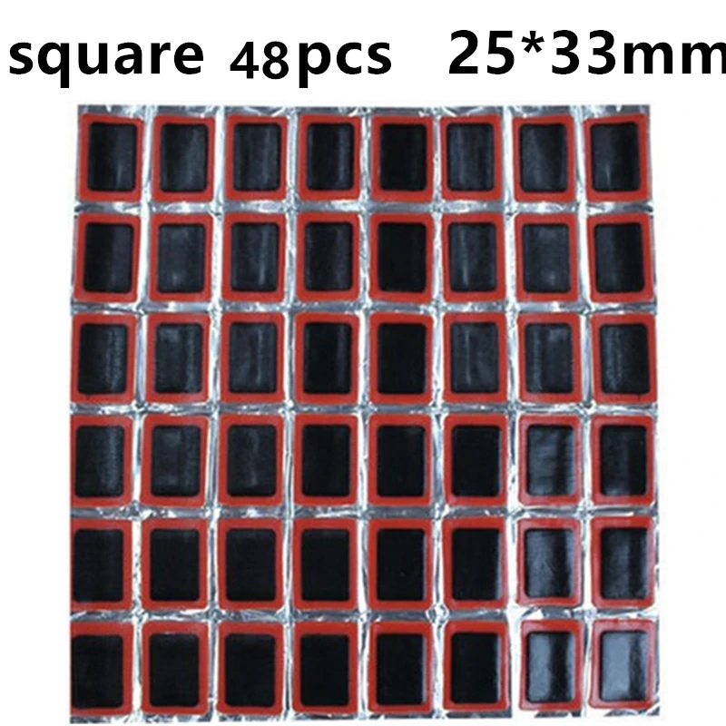 Square-48pcs 48 шт. резиновая заплатка для шины для ремонта велосипеда, горный велосипед, набор для ремонта велосипеда - Цвет: Square-48pcs