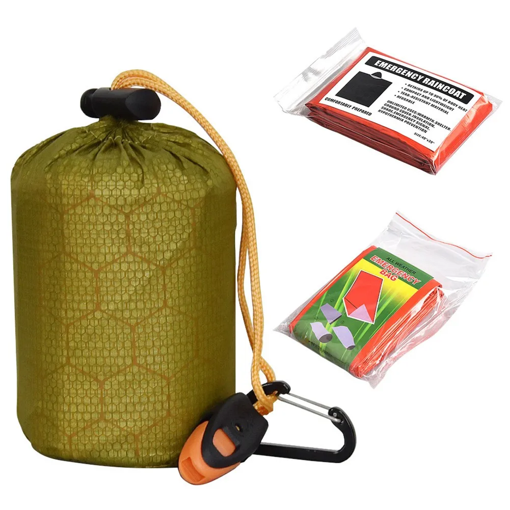 

Camping Thermal Sleeping Bag Emergency Survival Hiking Blanket Gear Kit PE Tear-resistant Material Outdoor Rain Poncho Equipment