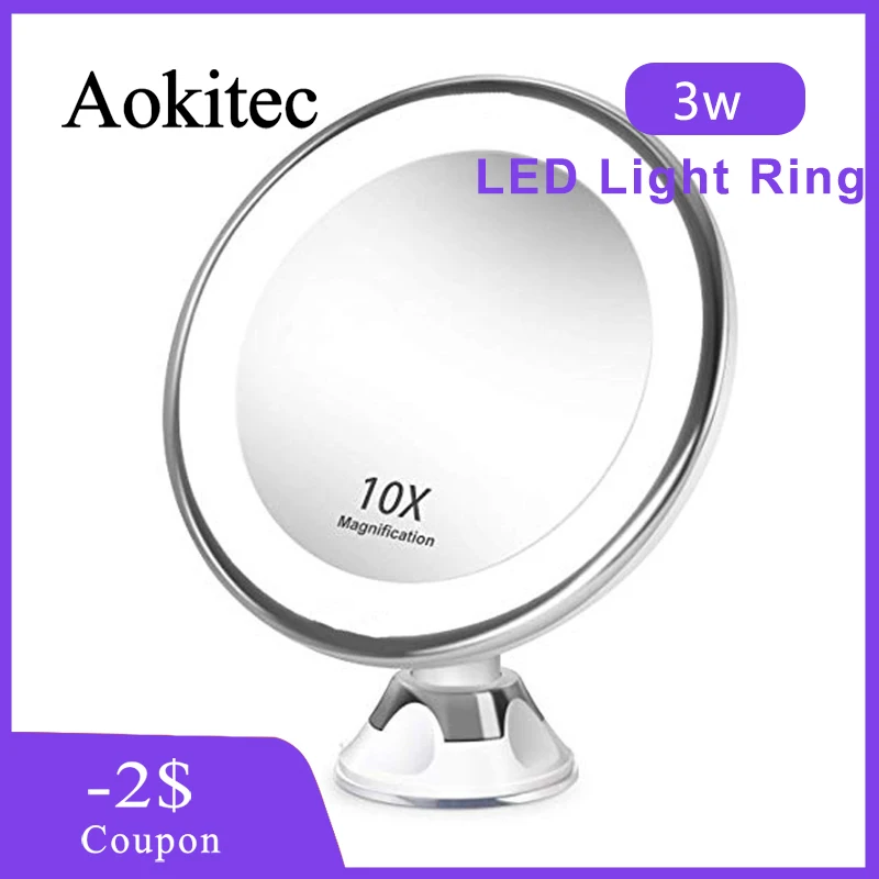 Aokitec увеличительное косметическое зеркало со 360 ° вращающийся макияж
