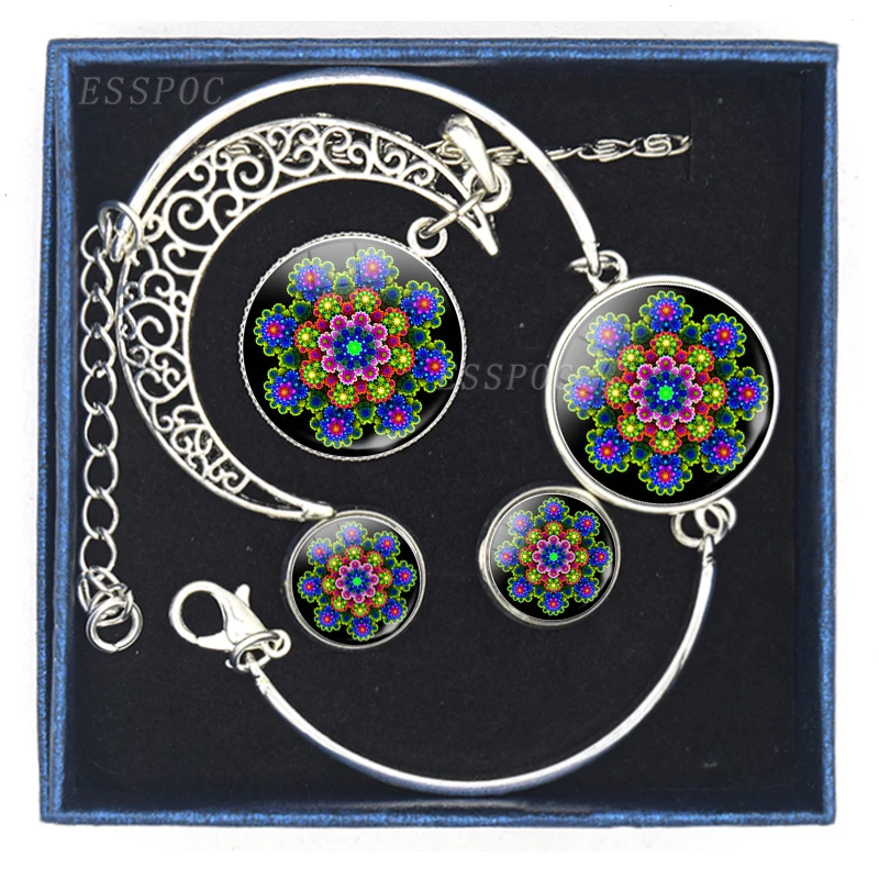 Набор ювелирных изделий с подвеской в виде цветка мандалы изящное ажурное