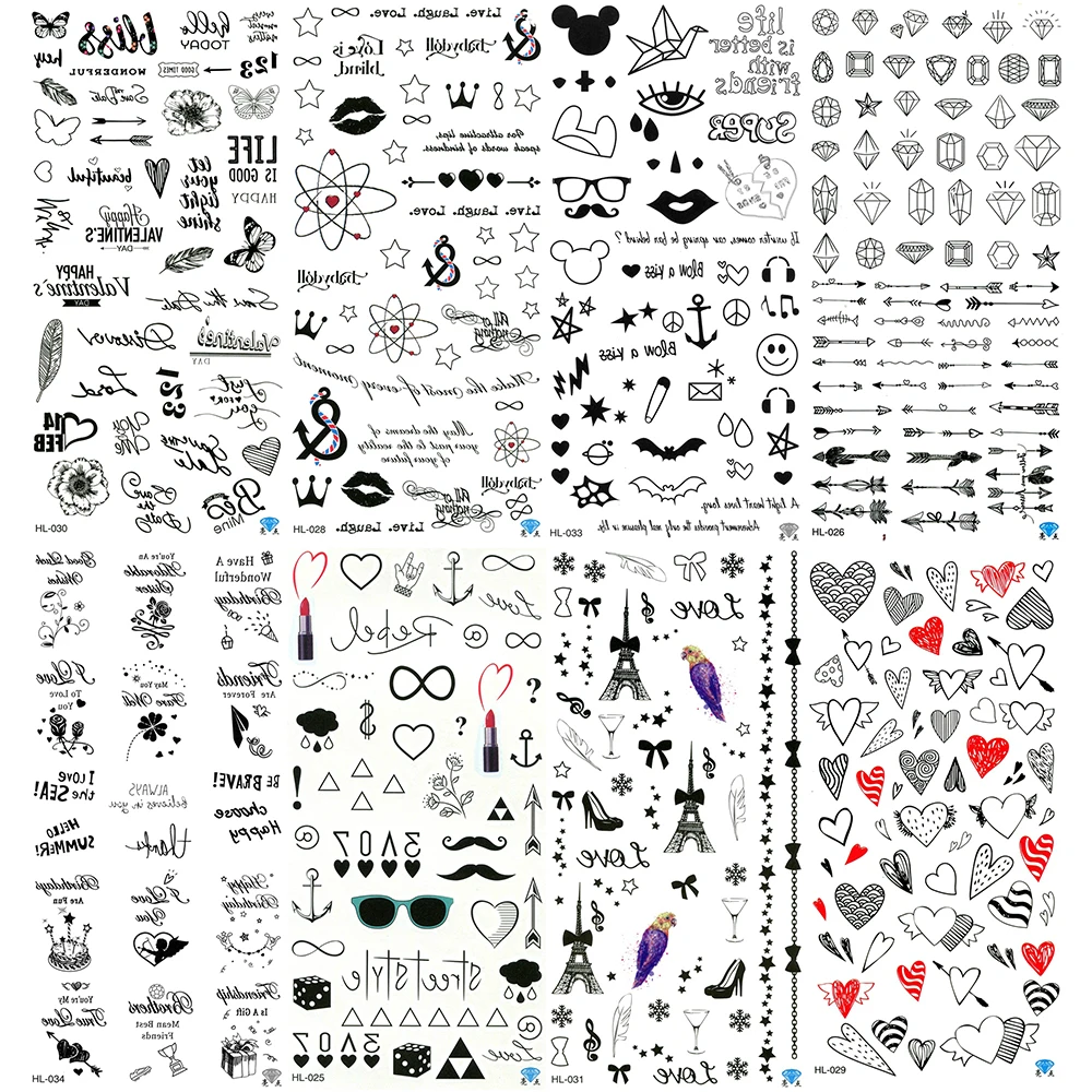 5 шт./лот временная татуировка в виде сердца для женщин Infinito Infinity Tatoo поддельный