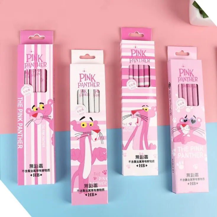 Деревянные карандаши HB с ластиком милые розовые Пантеры и фламинго детские